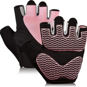 sunnex Workout Gloves for Women – Breathable Weight Lifting Gloves with Non-Slip Silicone Padding, Fingerless Gym Gloves for Cycling, Rowing, Pull Ups & Training (4 Sizes)
