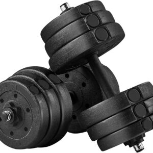 Yaheetech Adjustable Dumbbell Sets Free Weights for Women Men Beginner Dumbbells Changeable Home Gym Apartment Exercise & Fitness Equipment Black