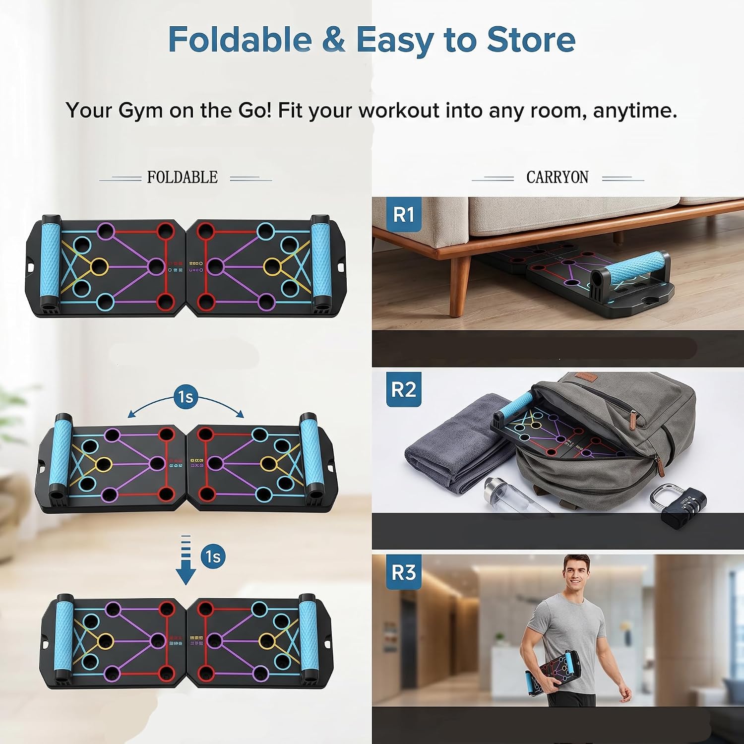 15 in 1 push up board for men solid Home Workout Equipment for Chest & Arm Strength Training, Multi-Functional Pushup Stands System for Men & Women, Portable Fitness Equipment for Fat Burn & Muscle Building - Image 3