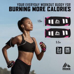 RBX 2lb Walking Weights Pair (1lb Each), Soft Hand Weights with Reflective Safety Straps, Ergonomic Grip & Breathable Fabric, Add Resistance to Walking, Jogging & Aerobics