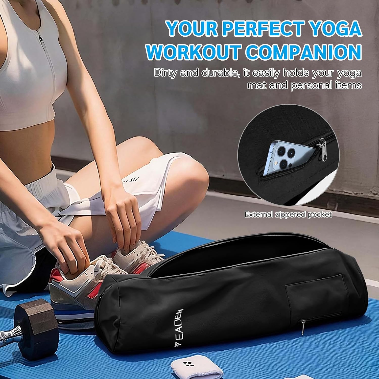 Upgrade Yoga Mat Bag with Pocket, Exercise Yoga Mat Carrier with Adjustable Strap,Multi-Functional Storage Bag - Image 6