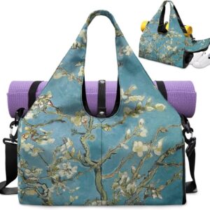 Yoga Gym Bag with Removable Adjustable Shoulder Strap, Shoe Compartment & Top Yoga Mat Holder 17.72×8.66×9.84in