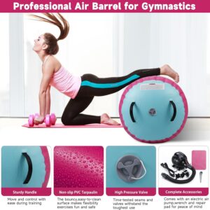 Air Barrel – Air Roller Gymnastics Barrel for Back Handspring Trainer, Air Tumble Mat with Pump for Gym Training/Yoga Balance Exercise/Cheerleading/Home and Outdoor Use
