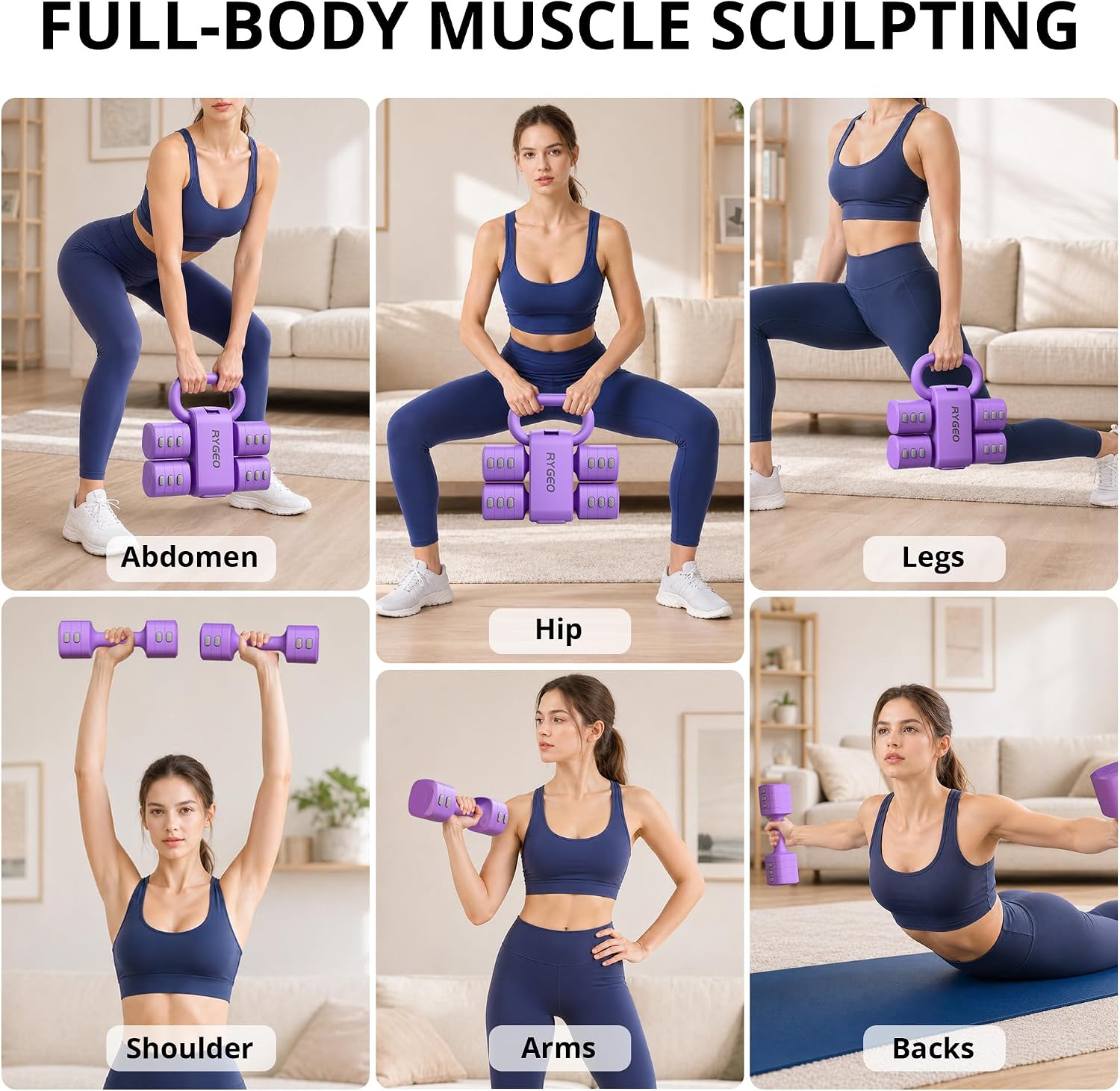 RYGEO Adjustable Dumbbell Set of 2, 4-in-1 Free Weights for Women & Men, Quick-Adjust Hand Weights 2lb, 3lb, 4lb, 5lb, Ideal for Home Gyms, Chest Press Machines & Twisters. - Image 4