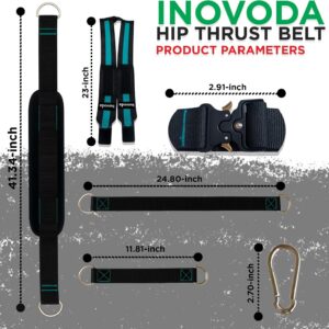 Hip Thrust Belt for Women & Men | Heavy-Duty Glute Workout Equipment with Traction Straps, Wristbands, Carabiners & Carry Bag | Supports Dumbbells, Kettlebells & Plates Up to 300-lbs | Home & Gym Training Belt