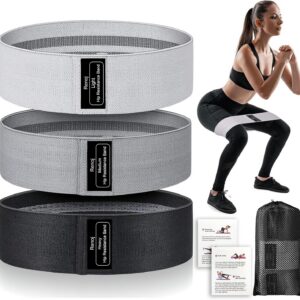 Renoj Resistance Bands for Working Out: 3-Set Professional Exercise Bands for Pilates, Yoga, Home Gym, Booty, Leg Training | Heavy/Medium/Light Fabric Loops for Women Men