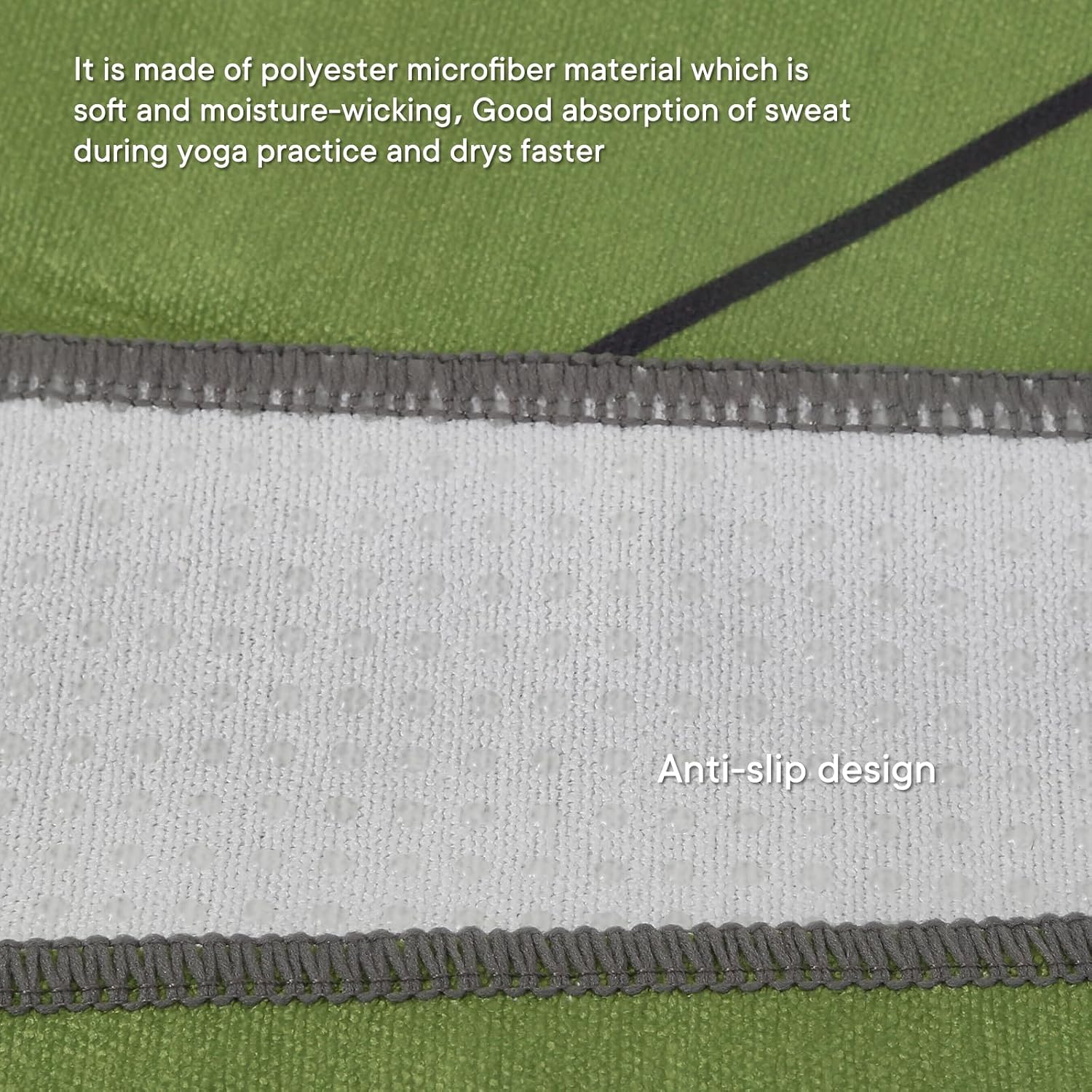 Yoga Towels, Non Slip Hot Yoga Mat Towel with Grip Dots,Super-Absorbent Soft Microfiber Yoga Blanket for Pilates, Fitness and Workout 72inch x 24inch - Image 3