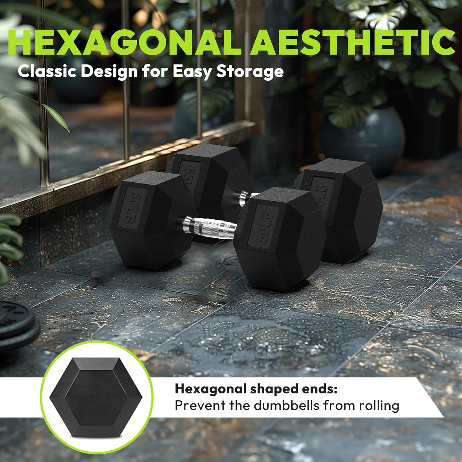 HANDBODE Hex Dumbbell 30-570 lb Dumbbell set, Rubber Encased Exercise & Fitness Dumbbells, Hand Weight for Strength Training - Image 5