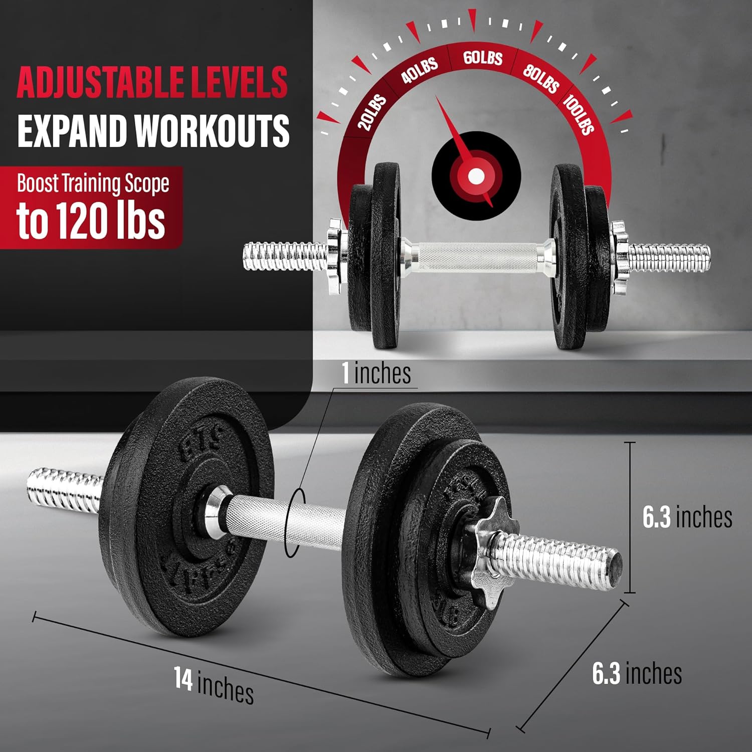 Yes4All Old School Adjustable Dumbbell Set with Weight Plates, Star Lock Collars/Connector, 40lbs to 200lbs Adjustable Weight Plates Set - Image 3