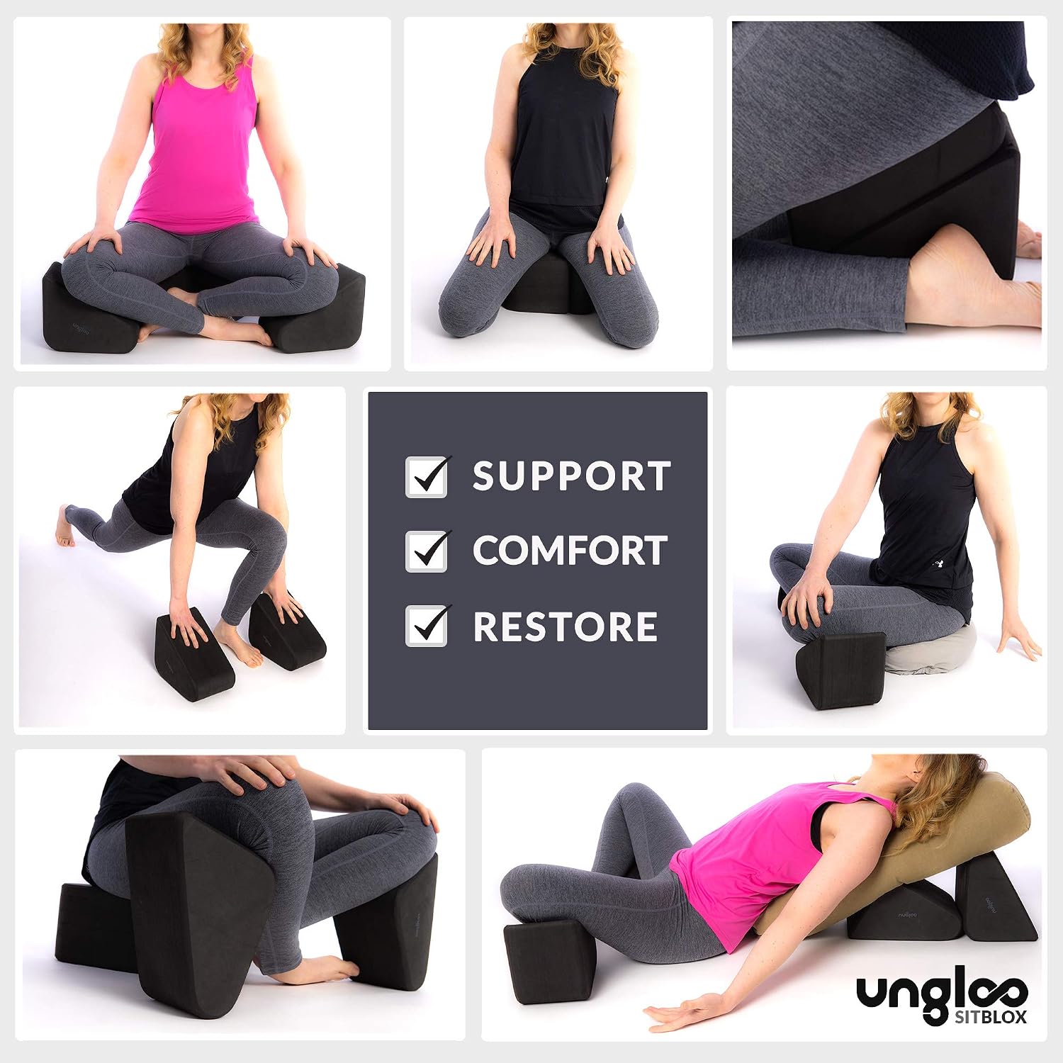 Ungloo Supportive Yoga Block Wedges for Seated Meditation – Elevates Knees, Reduces Hip Pressure, and Improves Cross-Legged Posture - Image 6
