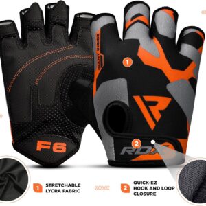 RDX Weight Lifting Gloves Gym Fitness Workout, Anti Slip Padded Palm Elasticated Strength Training Equipment Men Women Half Finger Exercise Bodybuilding Calisthenics Cycling Rowing Climbing