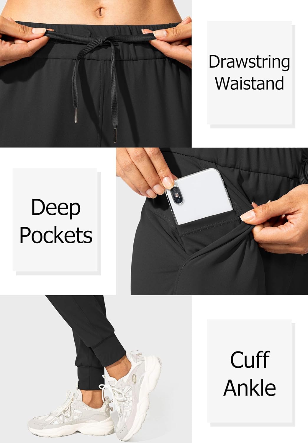 SANTINY Women's Joggers Pants Pockets Drawstring Running Sweatpants for Women Lounge Workout Jogging - Image 3