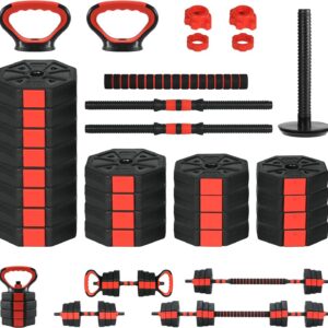 GarveeLife 3-In-1 Octagonal Adjustable Dumbbell Set, 44/88LBSFree Weights Dumbbells with Anti-Slip Handle for Men & Women, Versatile Dumbbells Set of 2 with Connector, Perfect for Home Gym