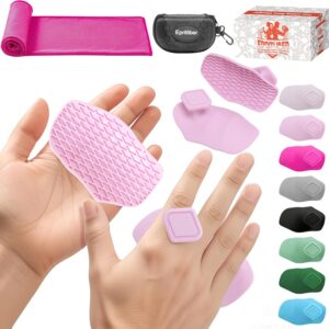 Large Silicone Workout Grips Kit with Gym Towel &Storage Case,Weight Lifting Gloves Alternative,Gym Grips Gloves Gifts for Men Women,Gym Hand Palm Protection Pads for Dumbbell,Barbell,Rypt