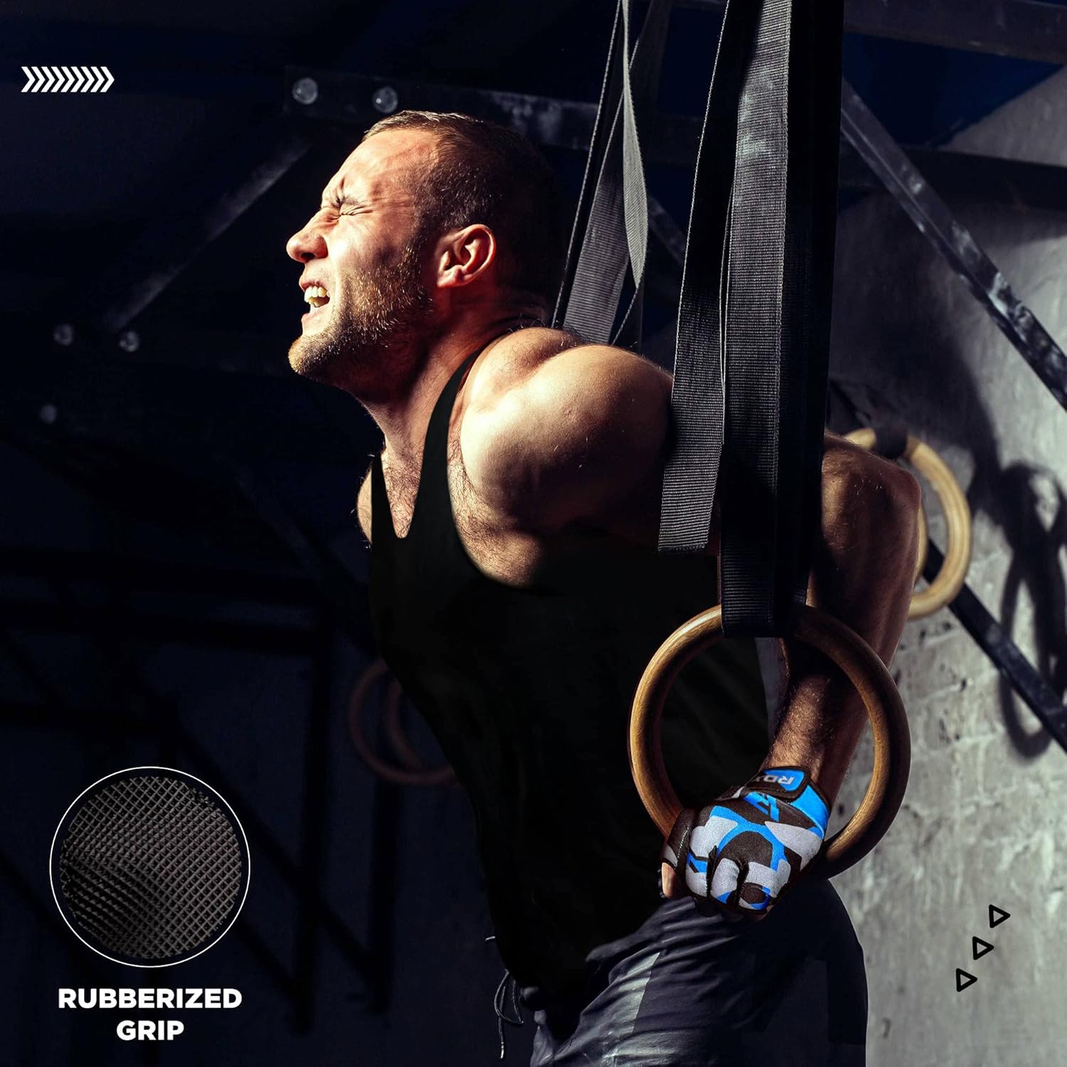 RDX Weight Lifting Gloves Gym Fitness Workout, Anti Slip Padded Palm Elasticated Strength Training Equipment Men Women Half Finger Exercise Bodybuilding Calisthenics Cycling Rowing Climbing - Image 3