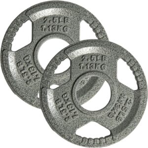 Yes4All Tri-Grip Handles Cast Iron Olympic Weight Plates, 2-Inch Weight Plates for Weight Lifting with Smooth and Durable Finish, Suitable for Strength Training Exercises (Single, Pair and Set)