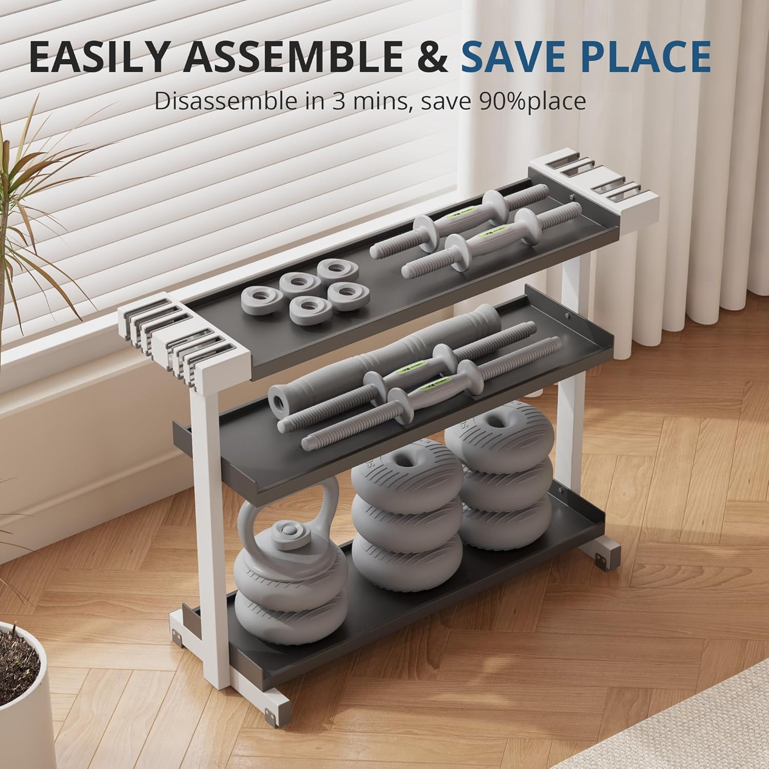 RYGEO Adjustable Dumbbell Set 22lb/44lb/66lb/80lbs Free Weights and Connector, Convert to Barbell, Kettlebells, All Floor Friendly Soft-shell Dumbbells, Home Gym Fitness for Men Women - Image 6