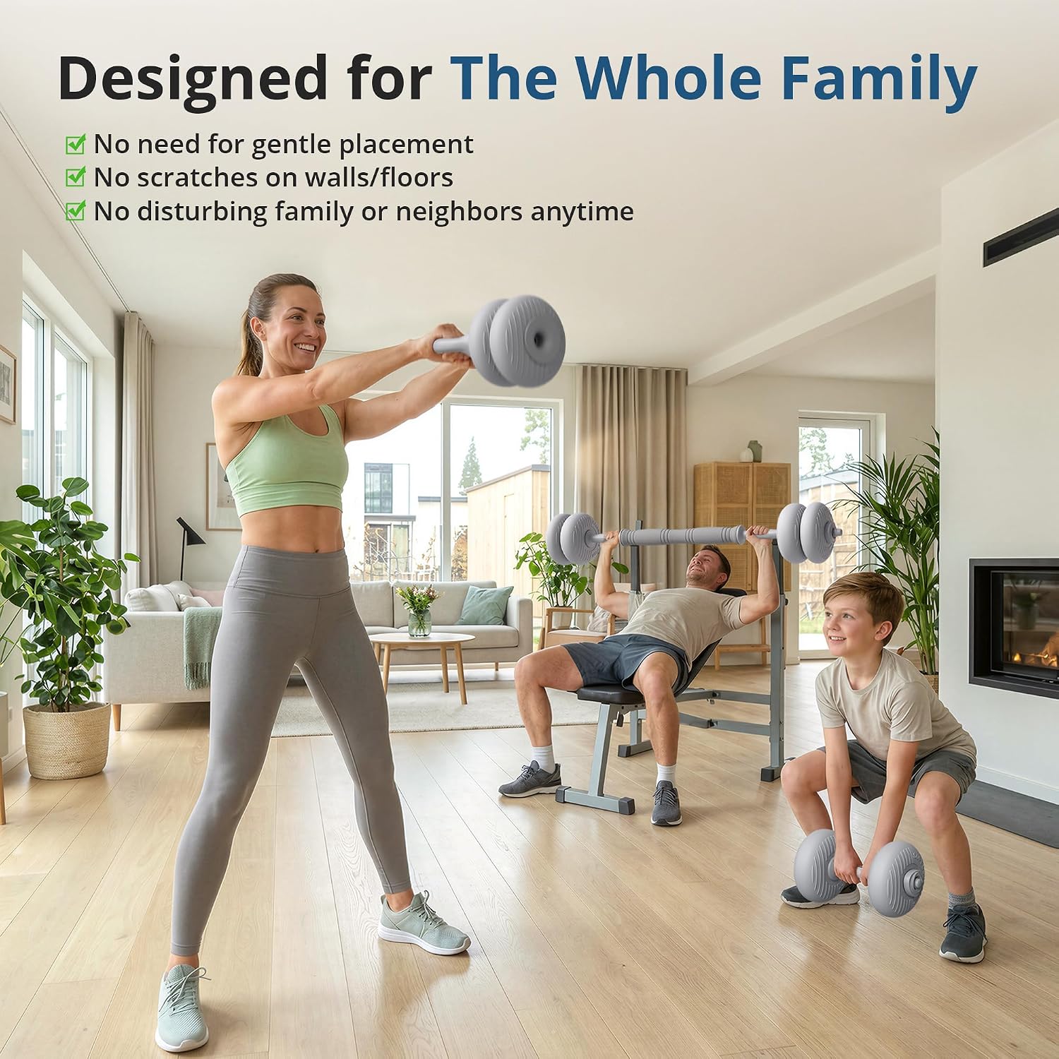 RYGEO Adjustable Dumbbell Set 22lb/44lb/66lb/80lbs Free Weights and Connector, Convert to Barbell, Kettlebells, All Floor Friendly Soft-shell Dumbbells, Home Gym Fitness for Men Women - Image 5