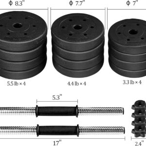 Yaheetech Adjustable Dumbbell Sets Free Weights for Women Men Beginner Dumbbells Changeable Home Gym Apartment Exercise & Fitness Equipment Black