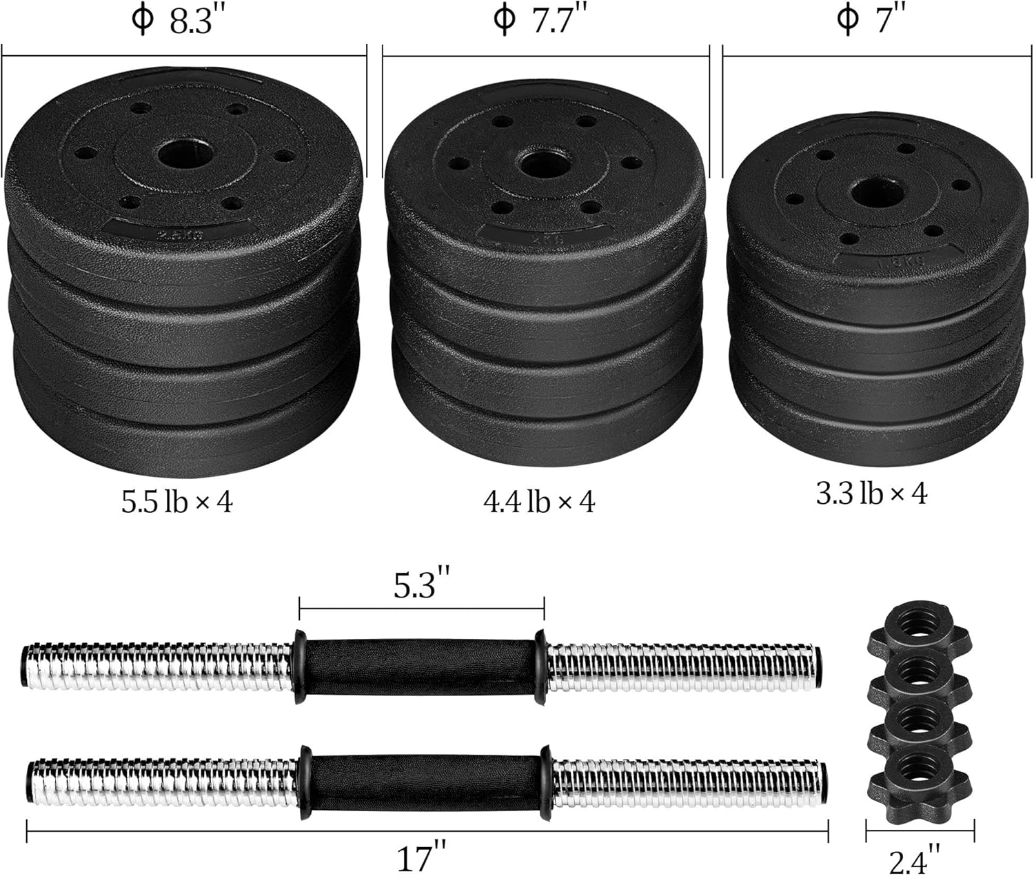 Yaheetech Adjustable Dumbbell Sets Free Weights for Women Men Beginner Dumbbells Changeable Home Gym Apartment Exercise & Fitness Equipment Black - Image 2