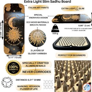 TENGRY Sadhu Board, Specially Crafted Aluminum & Copper Nails, Light Nail Board, 0.31 IN (8 mm), Beginners, Hexagon, Slim Sadhu Wood Board for Standing on Nails, Acupuncture Foot Massage, Yoga Gift