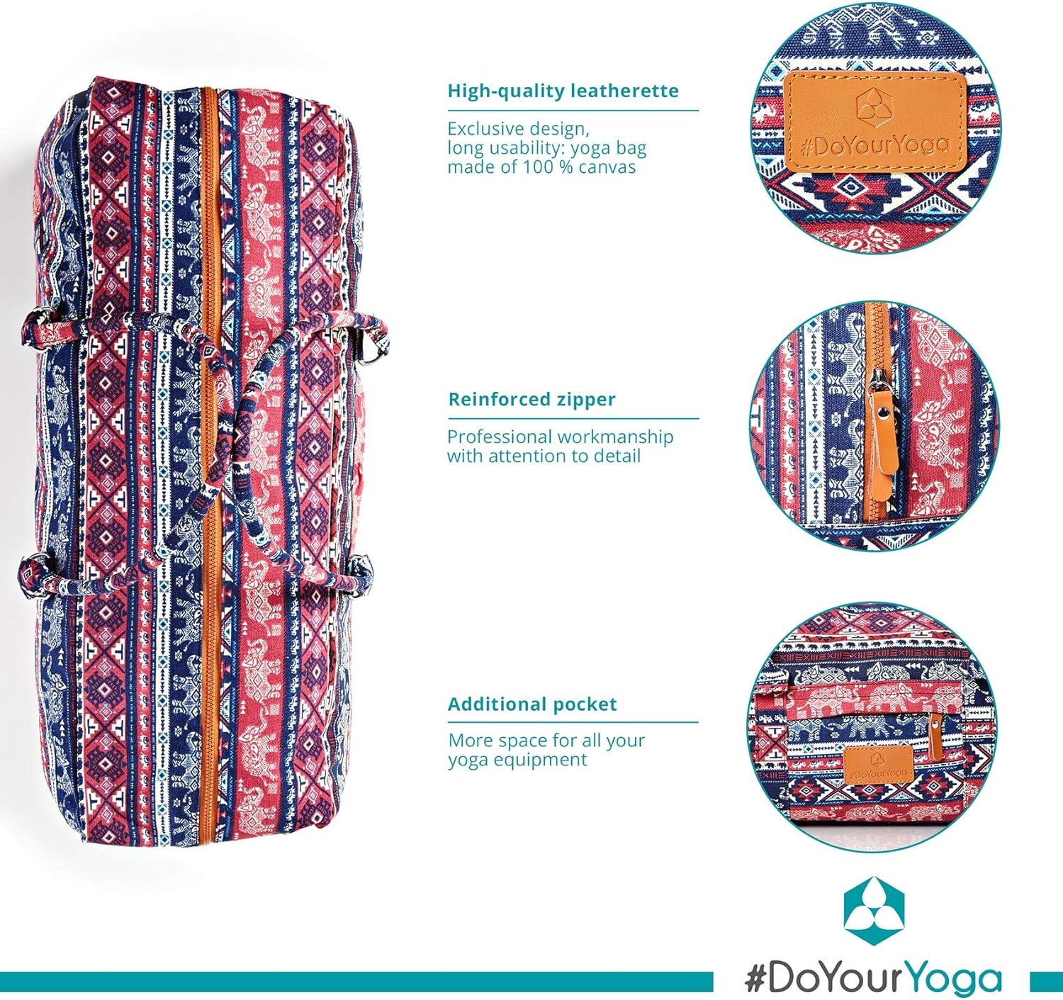 #DoYourYoga Full-Zip Extra Large Yoga Mat Tote Bag with Multi-Functional Storage Pockets for Sports Gym Pilates »Ghanpati« - Image 3