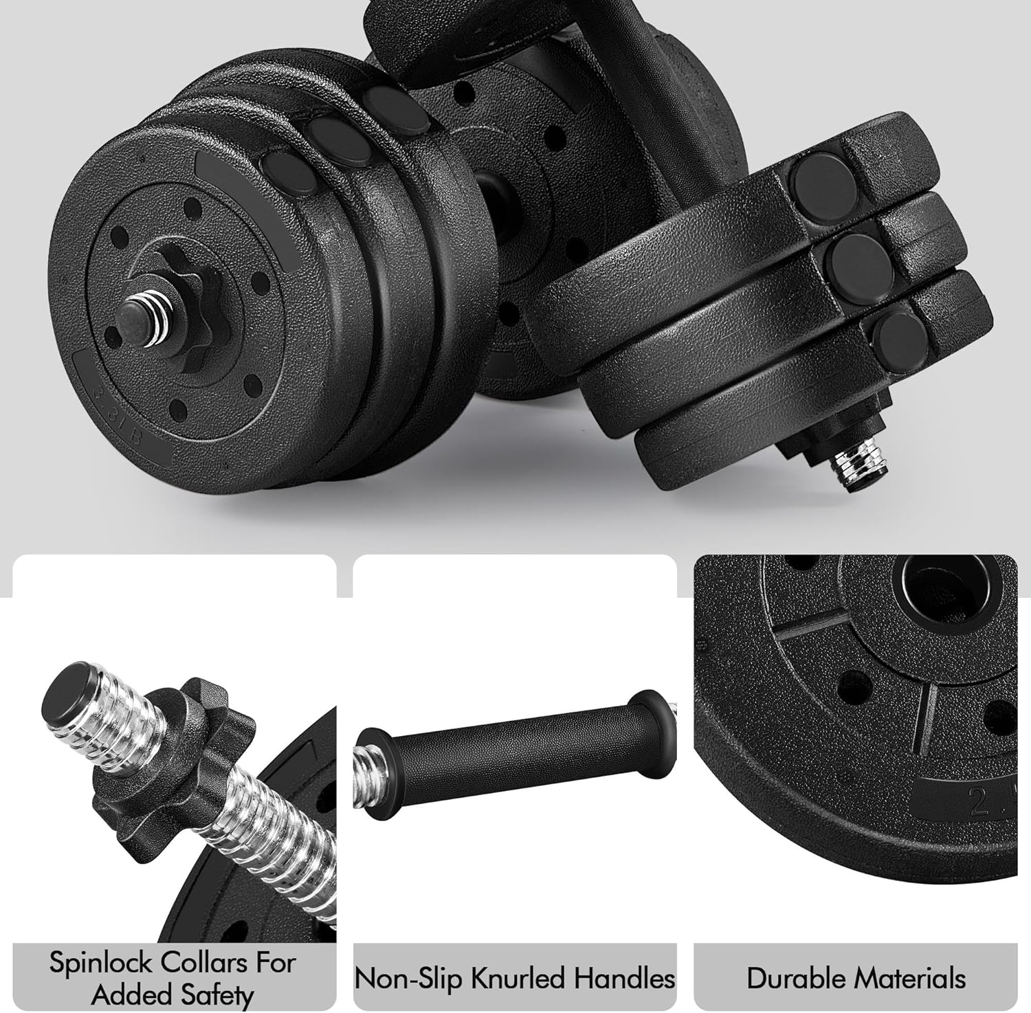 Yaheetech Adjustable Dumbbell Sets Free Weights for Women Men Beginner Dumbbells Changeable Home Gym Apartment Exercise & Fitness Equipment Black - Image 6