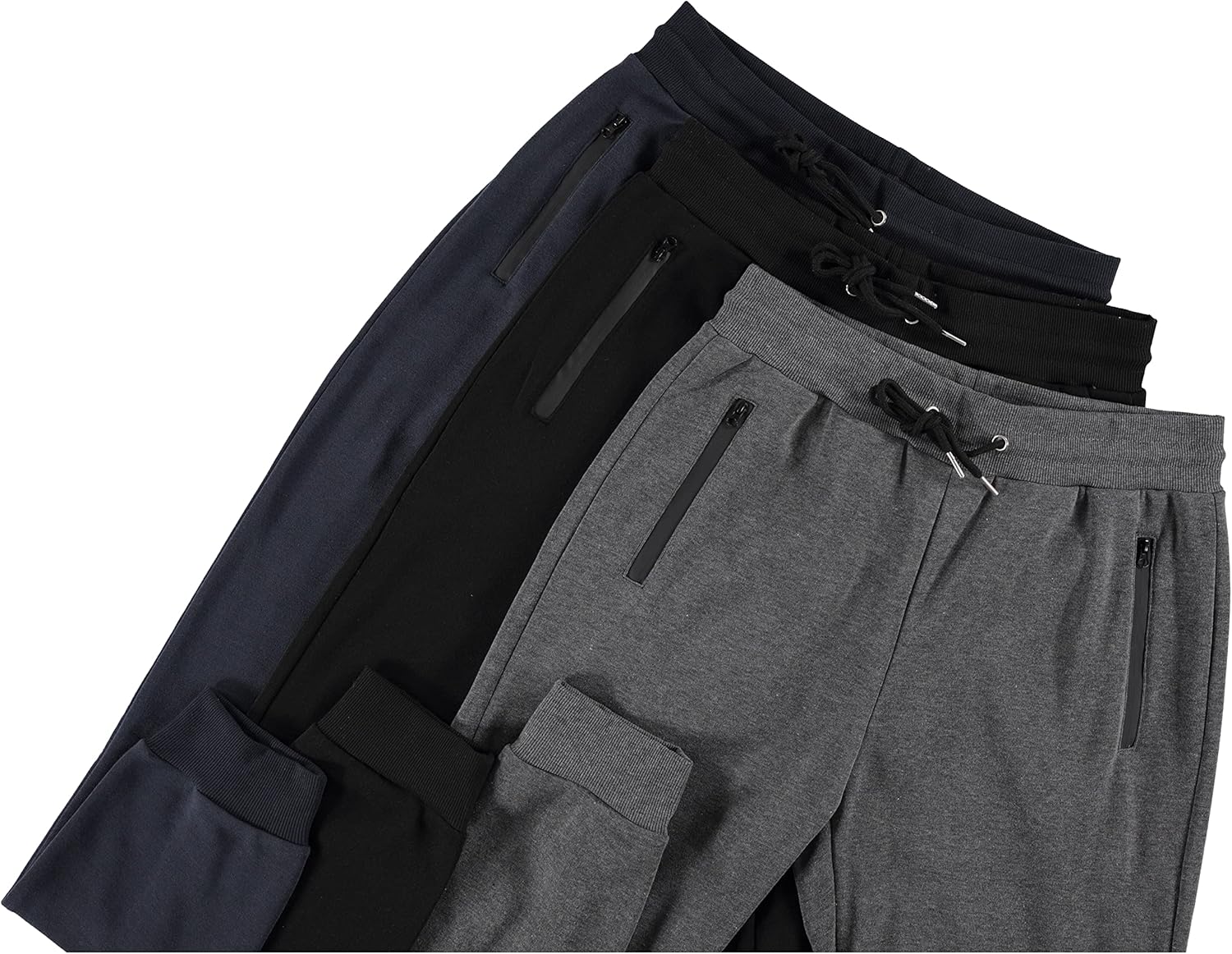 PURE CHAMP Mens Sweatpants 3 Pack Fleece Active Athletic Workout Jogger Sweatpants for Men with Zipper Pocket Size S-3XL - Image 5