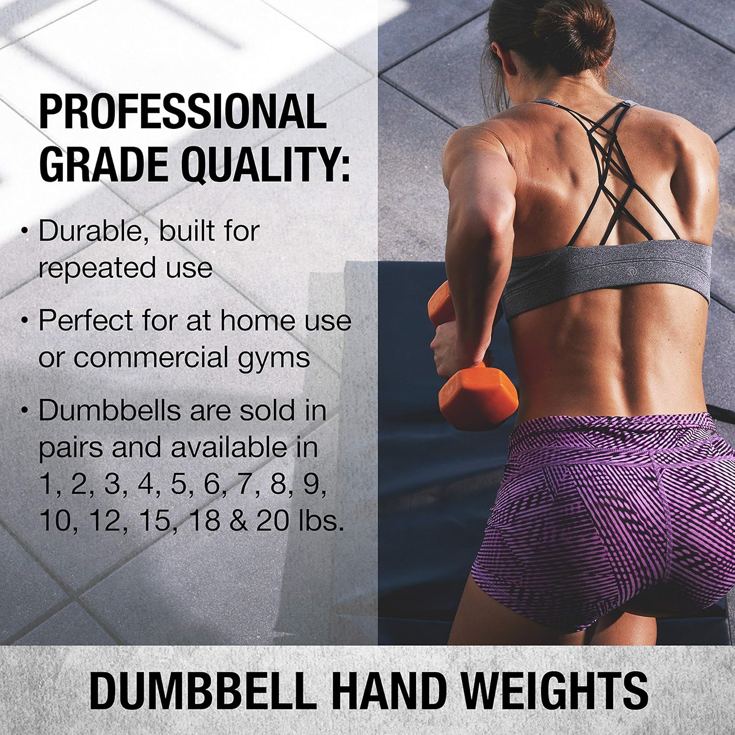 SPRI Dumbbells Hand Weights Set of 2 - Vinyl Coated Exercise & Fitness Dumbbell for Home Gym Equipment Workouts Strength Training Free Weights for Women, Men (1-10 Pound, 12, 15, 18, 20 lb) - Image 5