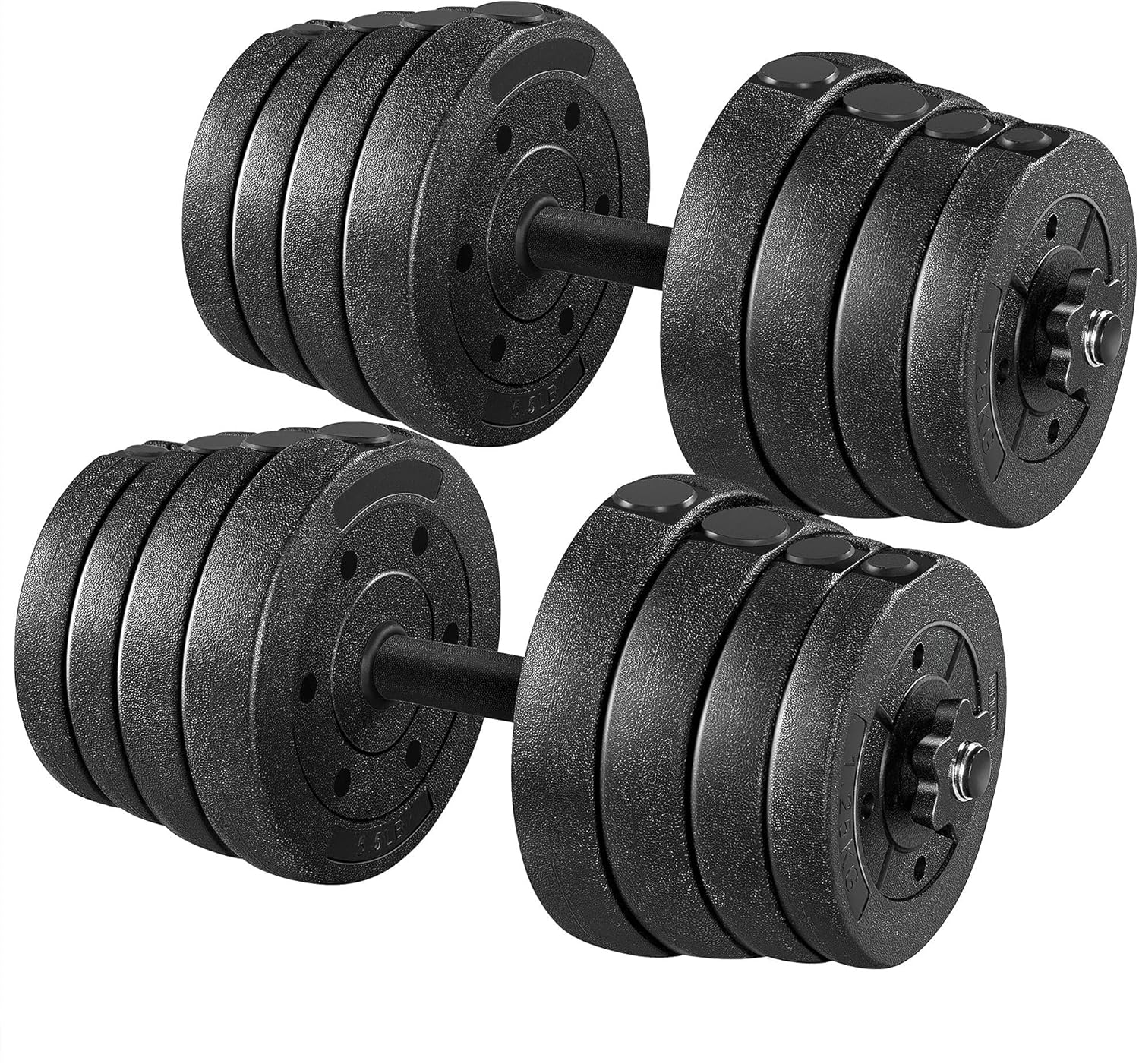 Yaheetech 66LB Weight Dumbbell Set Fitness Adjustable Cap Gym/Home Barbell Plates Body Workout for Women Men Strength Training Black