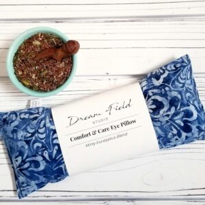 Mint Eye Pillow, Flaxseed Fill, Eucalyptus Peppermint Blend, Aromatherapy Eye Mask, Indigo Batik
