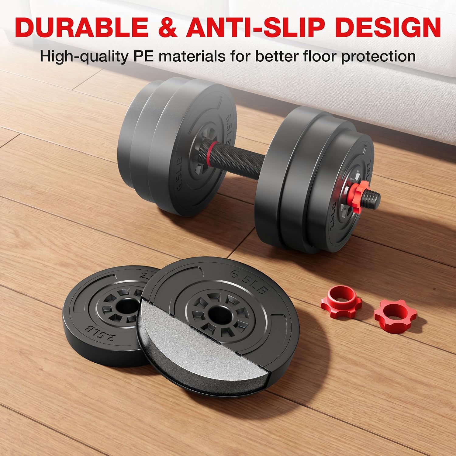 AD01 Adjustable Dumbbells Set, 30/45/70/92LBS Free Weight Set, 5 in 1 Weight Set Used as Kettlebells, Barbell, Push up Stand, Exercise Fitness for Home Gym Suitable Men/Women - Image 6