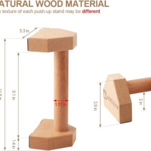 Push-up Stand, 2 PCS Wood Pushup Bars Non-Slip Base Exercise Home Workout Equipment, 30CM Wooden Parallettes Handle Stands Grip for Men Strength Training, Planks Calisthenics