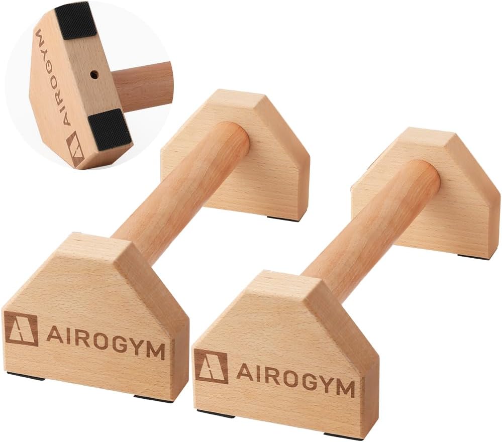 Push-up Stand, 2 PCS Wood Pushup Bars Non-Slip Base Exercise Home Workout Equipment, 30CM Wooden Parallettes Handle Stands Grip for Men Strength Training, Planks Calisthenics