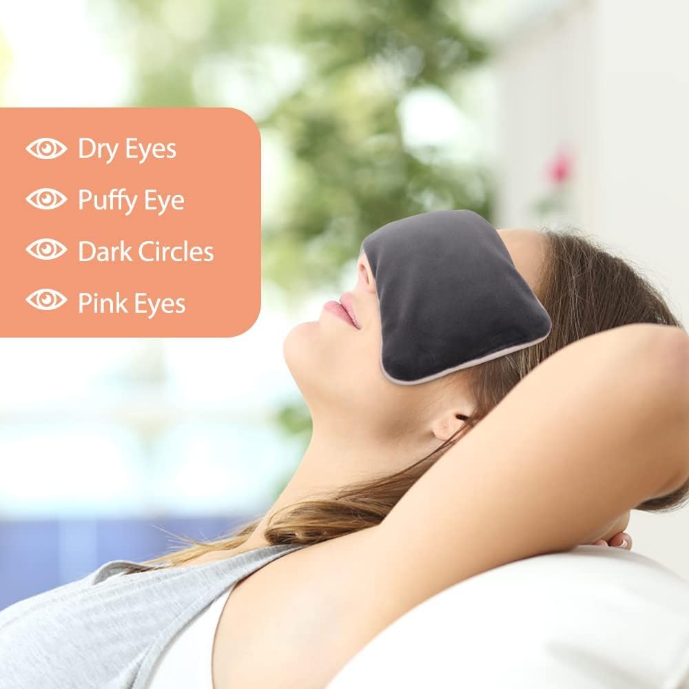 Unscented Weighted Eye Pillow for Yoga, Relaxation | Microwavable Moist Heat Eye Compress Mask with Washable Cover for Meditation, Yoga, Spa, Sleeping, Migraine Relief - Image 4