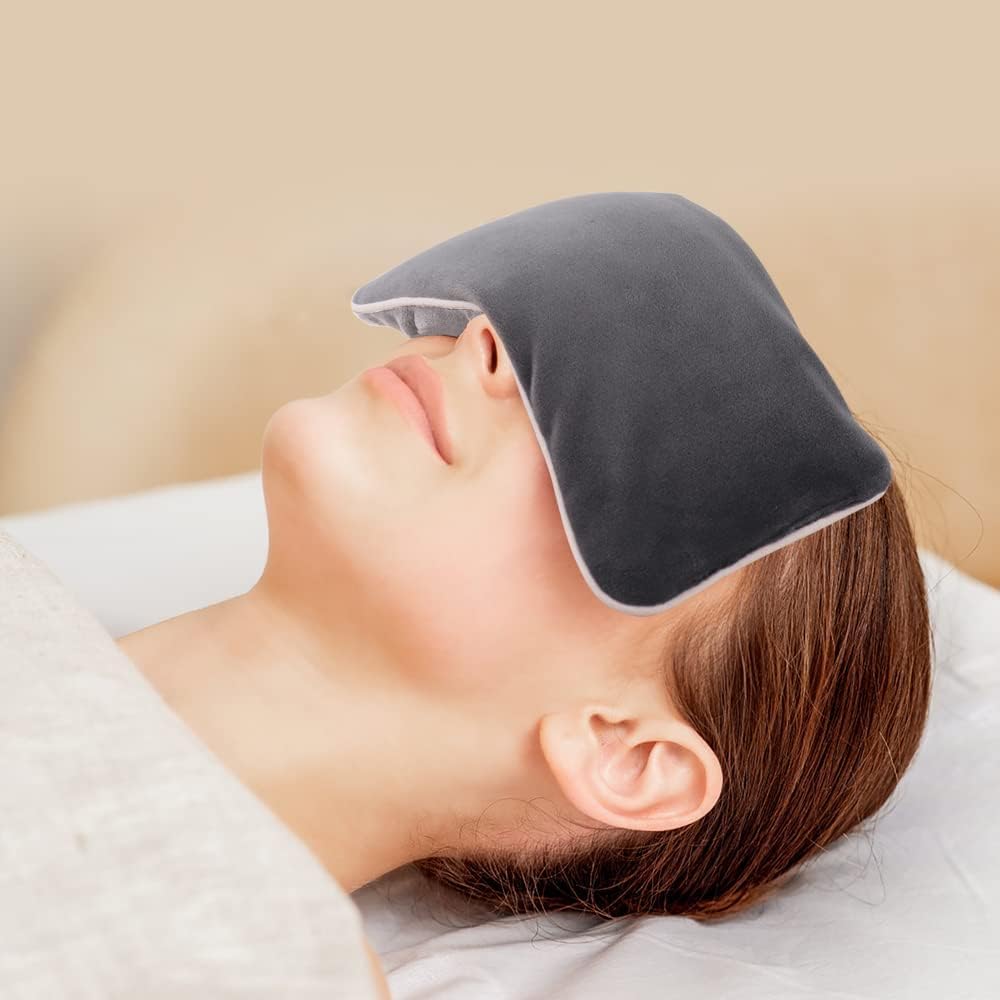 Unscented Weighted Eye Pillow for Yoga, Relaxation | Microwavable Moist Heat Eye Compress Mask with Washable Cover for Meditation, Yoga, Spa, Sleeping, Migraine Relief - Image 6