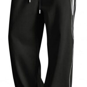 Runcati Mens Baggy Sweatpants Wide Leg Open Bottom Drawstring Elastic Waist Striped Trousers Workout Y2K Track Pants