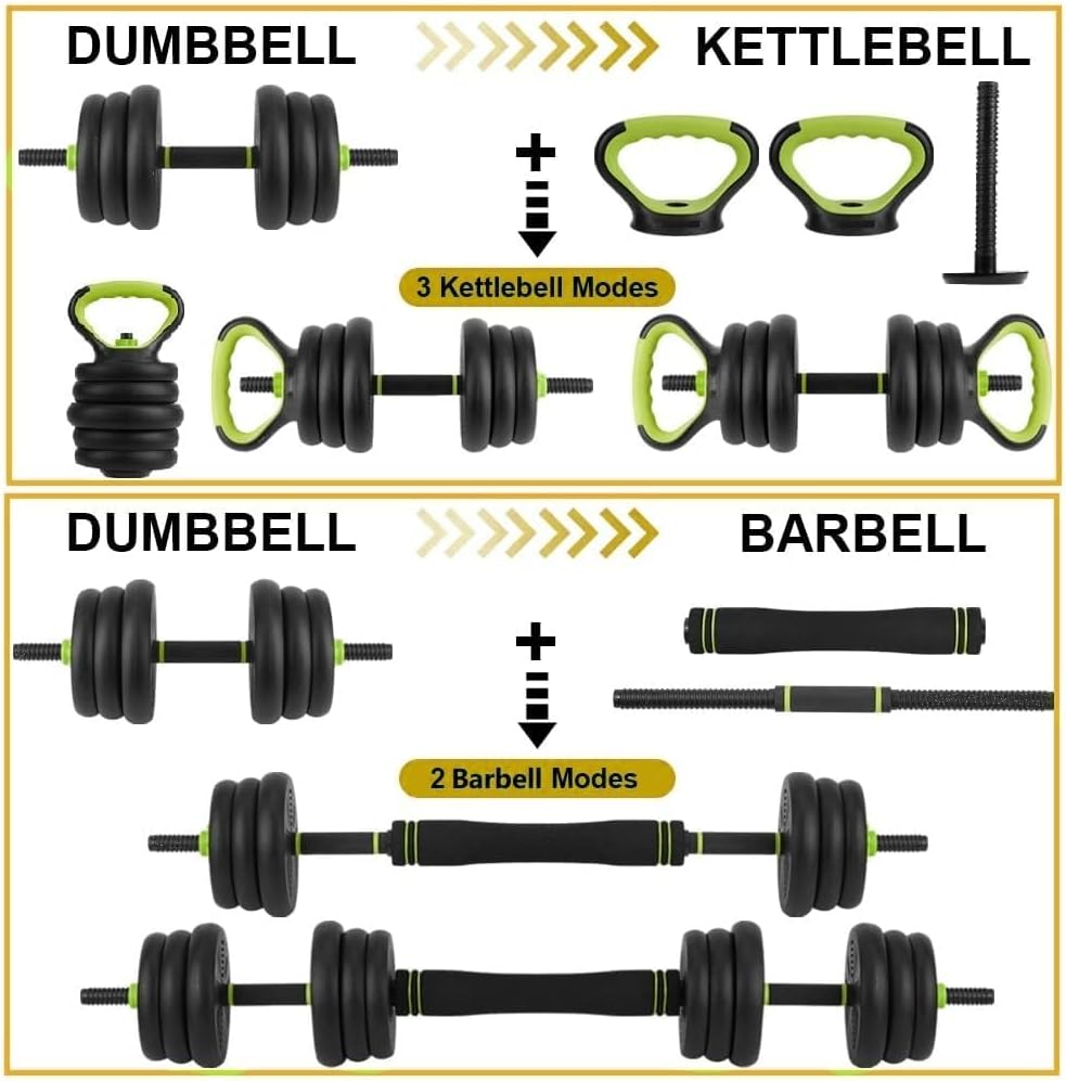44/66/88 Lbs Adjustable Dumbbell Set, 4-in-1 Free Weights Set with Connector, Fitness Exercise Equipment Used As Barbell, Kettlebells, Push Up Stand, Weights Set for Home Gym Suitable Men/Women - Image 3
