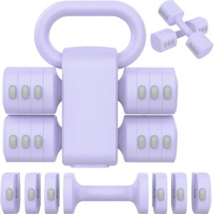 Hezeyferg 2-in-1 Adjustable Dumbbells Set, 4 Levels Weight Dumbbells Set for Women Men, Each 2.2/3.3/4.4/5.5lb Hand Weights with Kettlebell Form for Home Gym Exercise Training