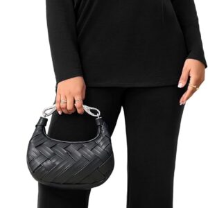 CLOCOR Womens 2 Piece Outfits Sweatsuits – Tracksuit Set Long Sleeve Crop Top & Drawstring Wide Leg Pants with Pockets
