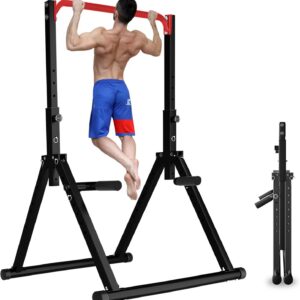 DOBESTS Power Tower Pull Up Bar Free Standing, Foldable Pull Up Station