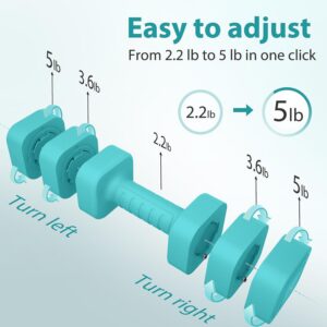 Adjustable Dumbbell Set of 2, 2.2-20LB Adjustable Weight Set, 3 in 1 Free Weights Dumbbells Set for women men at home, 2.2lb, 3.6lb, 5lb,10lb, 20lb, for Home, Office, Gym Exercise Training, Anti-slip Handle