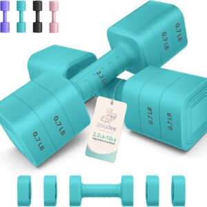 Adjustable Dumbbell Set of 2, 2.2-20LB Adjustable Weight Set, 3 in 1 Free Weights Dumbbells Set for women men at home, 2.2lb, 3.6lb, 5lb,10lb, 20lb, for Home, Office, Gym Exercise Training, Anti-slip Handle