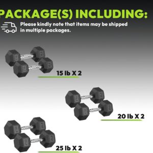 HANDBODE Hex Dumbbell 45-640 lb Set, Rubber Encased Exercise & Fitness Dumbbells for Home Gym, Hand Weights for Strength Training