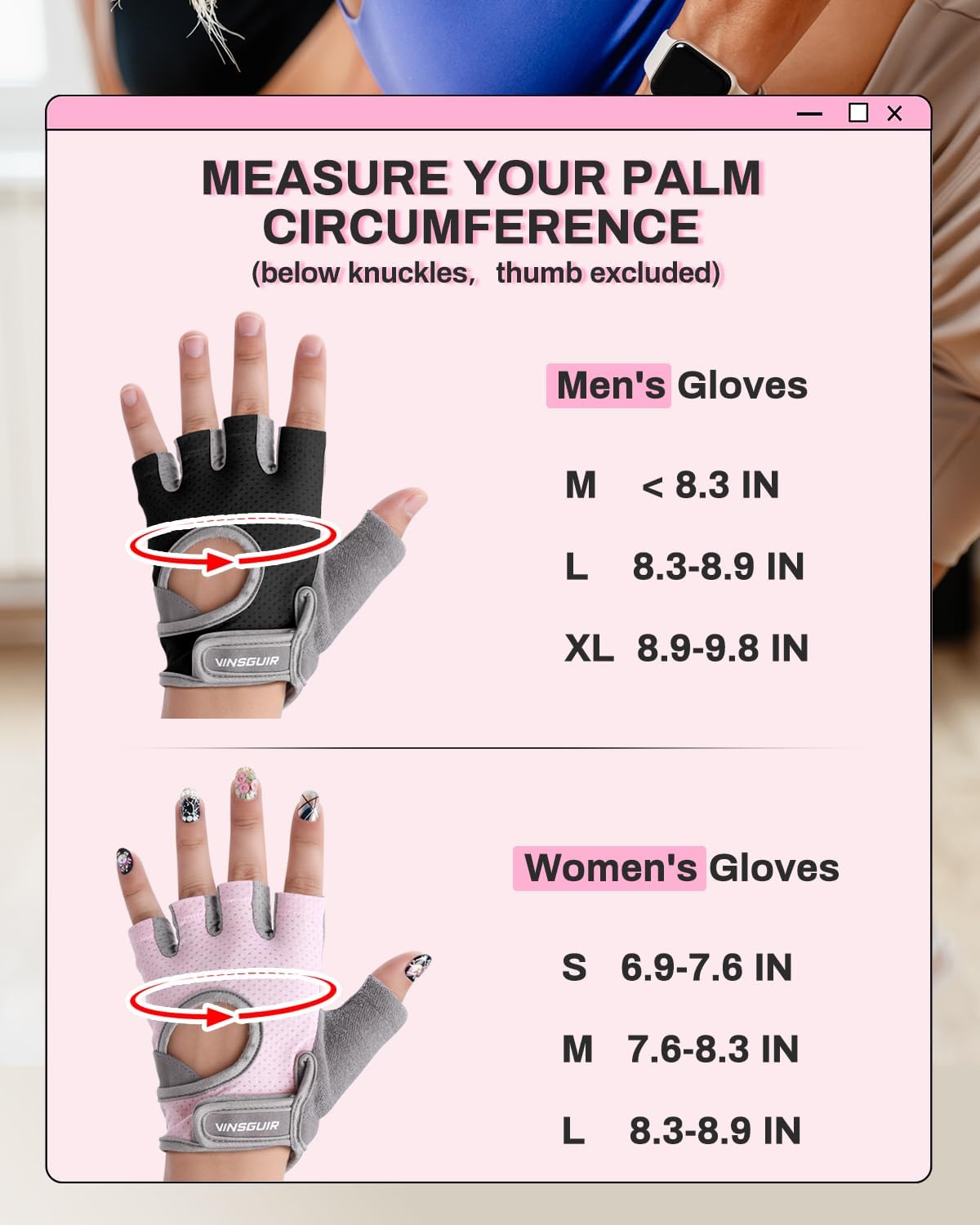 VINSGUIR Workout Gloves for Women and Men, Breathable Weight Lifting Gloves for Gym Exercise, Fitness, Training, and Cycling, with Excellent Grip and Cushion Pads - Image 8