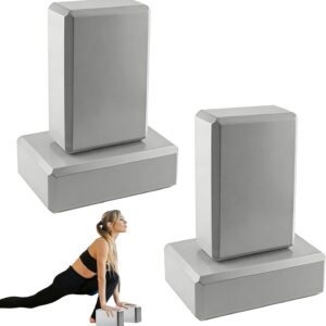4 Pack Yoga Blocks – Premium EVA Foam Blocks for Pilates Workout, Stretching, Meditation – Yoga Brick for Flexibility, Balance, Spine Strength, Non-slip and Lightweight Exercise Blocks (Gray)
