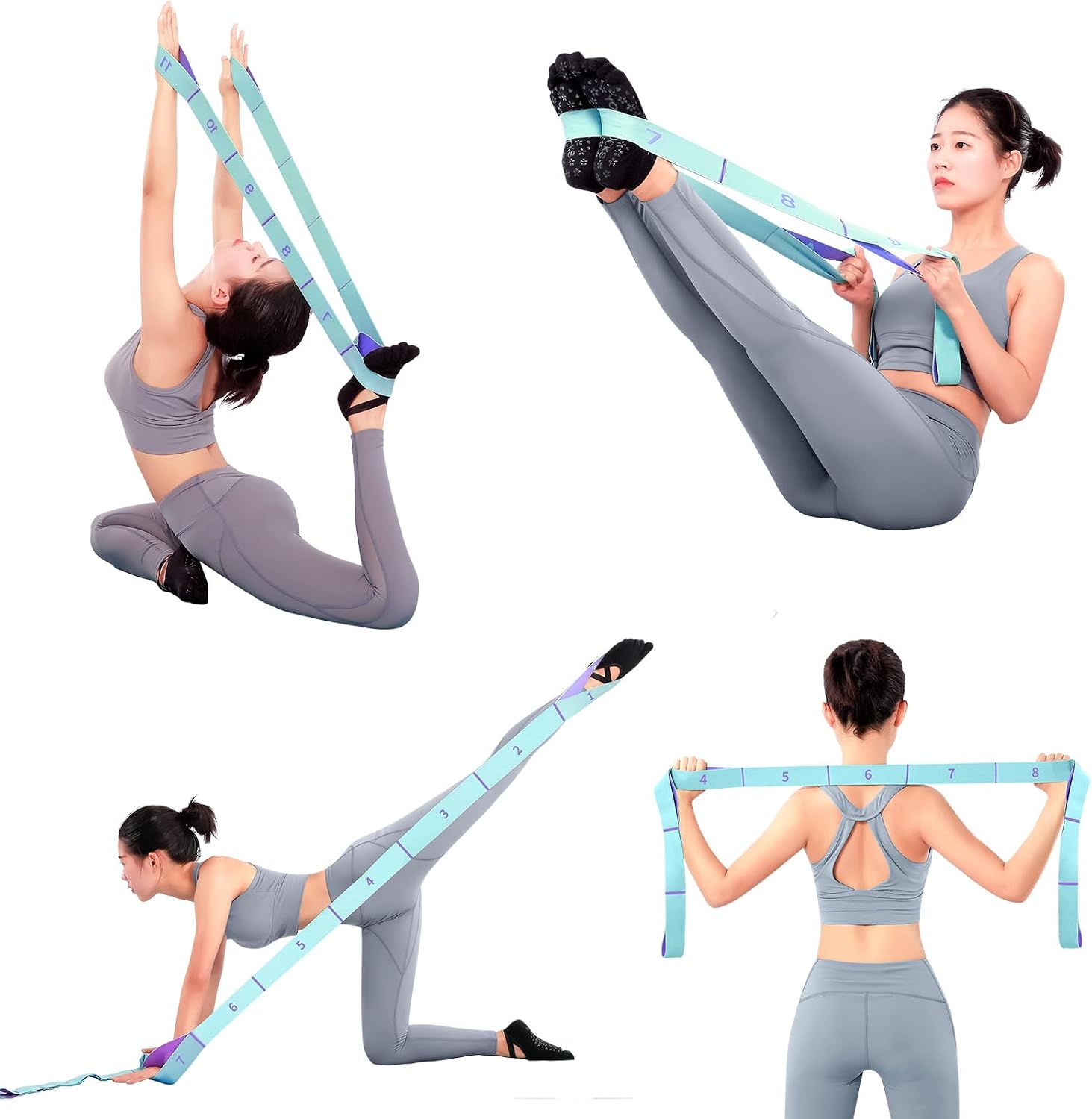 High Density Yoga Blocks 2 Pack with 11 Loops Stretch Band, 350g Non-Slip Foam Exercise Bricks for Pilates & Dance, Pink Gym Accessories with Carry Bag for Flexibility, Balance & Rehab Training - Image 6