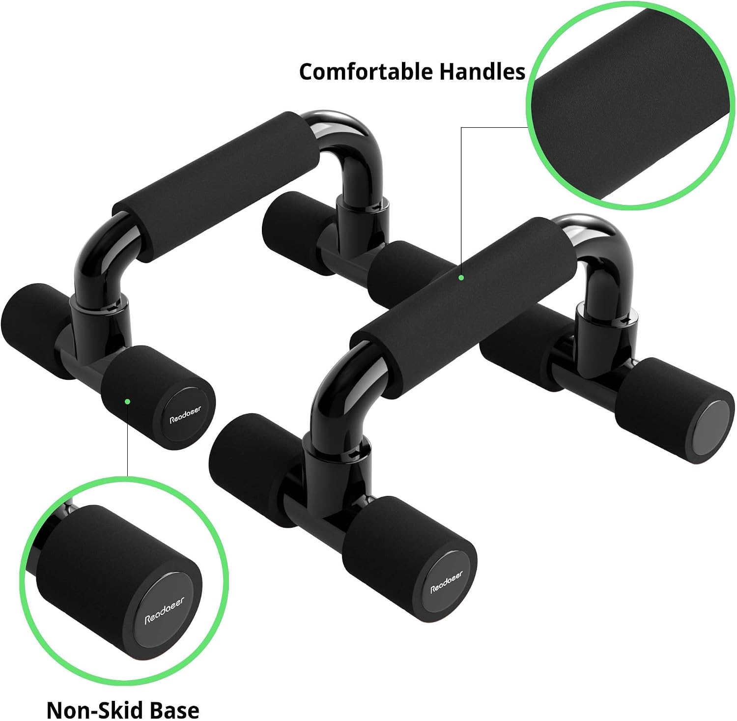 READAEER Push Up Bars Gym Exercise Equipment Fitness 1 Pair Pushup Handles with Cushioned Foam Grip and Non-Slip Sturdy Structure Push Up Bars for Men & Women - Image 3
