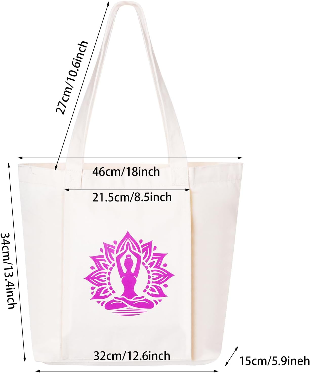 Yoga Mat Bag for Women Canvas Tote Bags with Yoga Mat Carrier Gym Bag for Workout Pilates Travel Beach and Office - Image 4