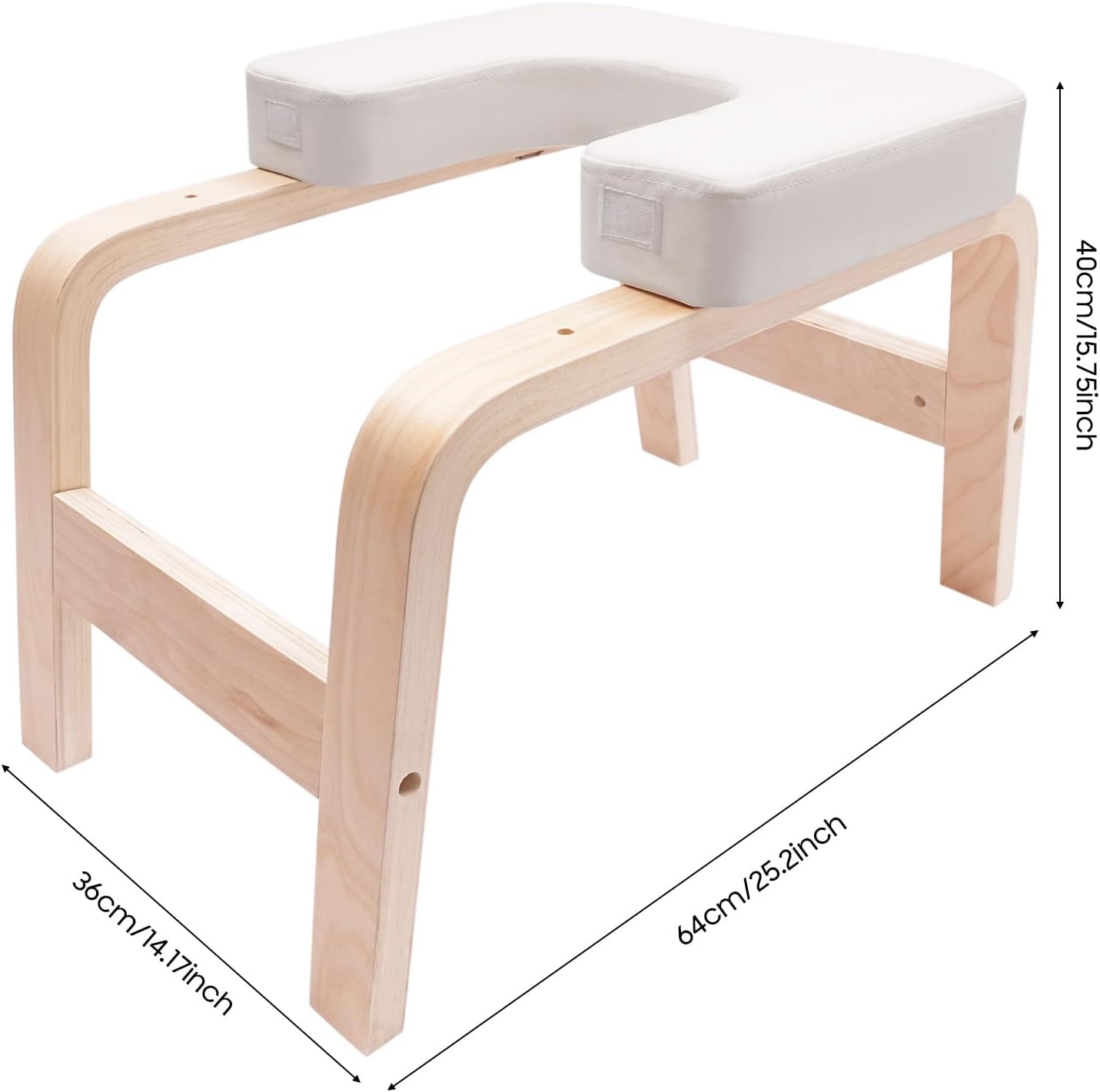 Yoga Headstand Bench with T-Block, Inversion Stool for Headstands Handstands, 440lbs Capacity Wood & PU Yoga Invert Chair for Balance Flexibility Training, Home Gym Equipment for Beginners, White - Image 5